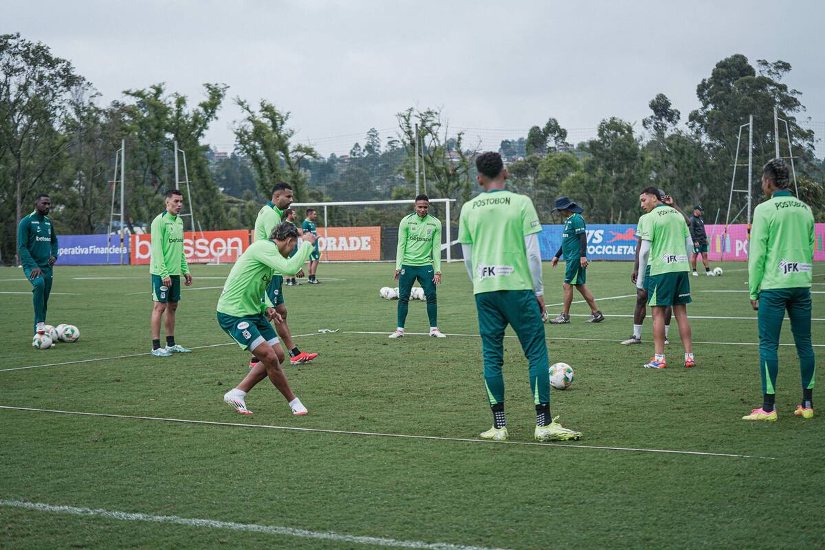 Última práctica de los jugadores de atlético Nacional con miras a su partido de este jueves ante Bucaramanga.//X