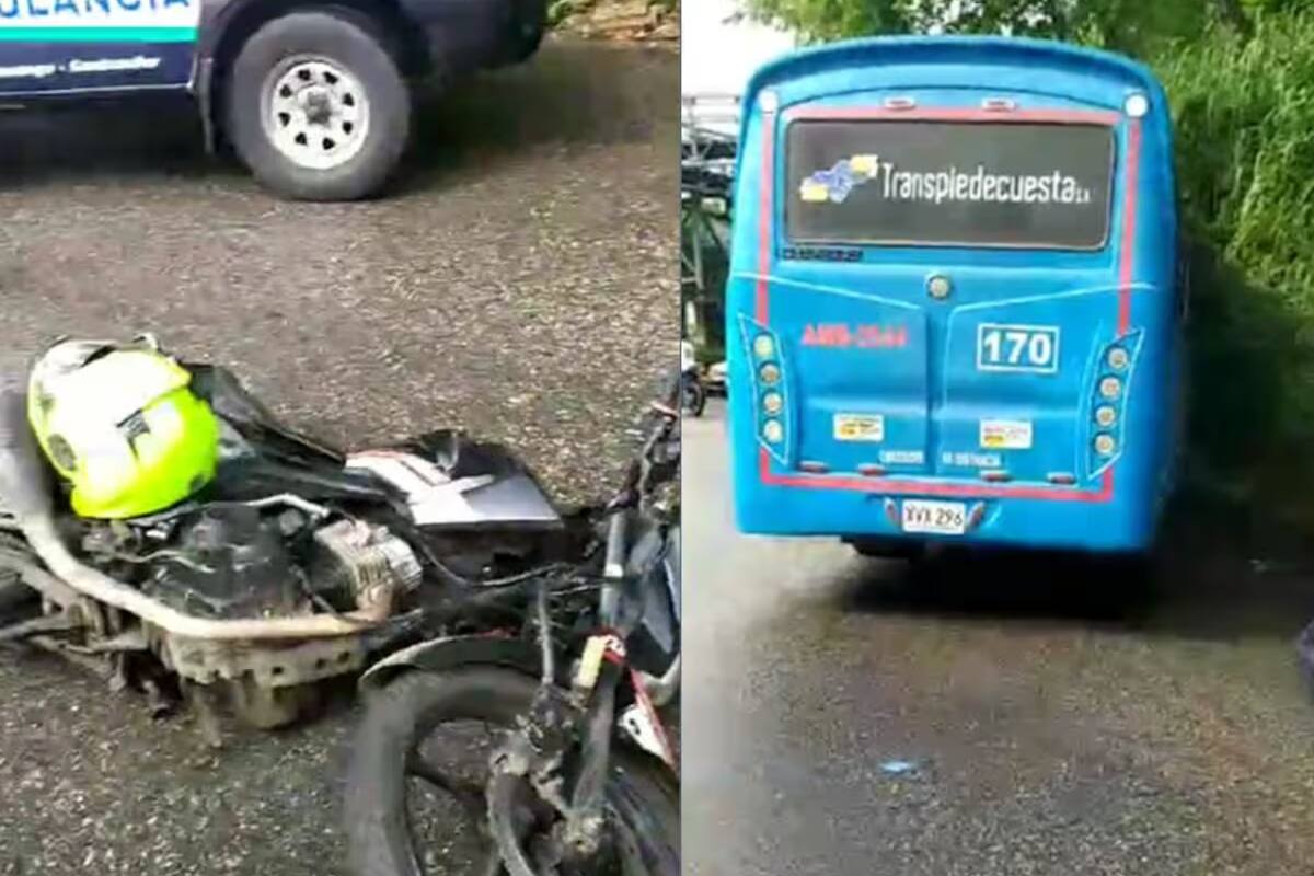 Una mujer murió en fuerte choque entre bus y moto: así sucedió