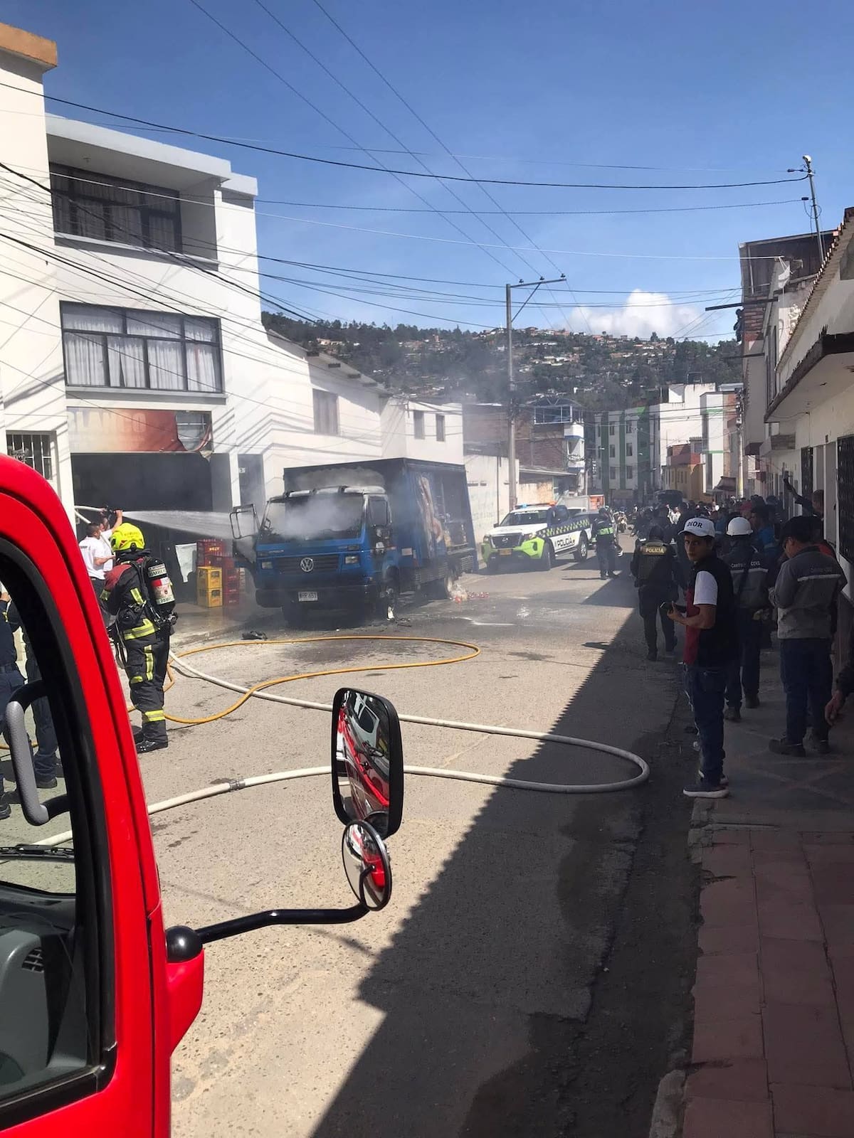 Camión incendiado en Pamplona, Norte de Santander por caso de extorsión.