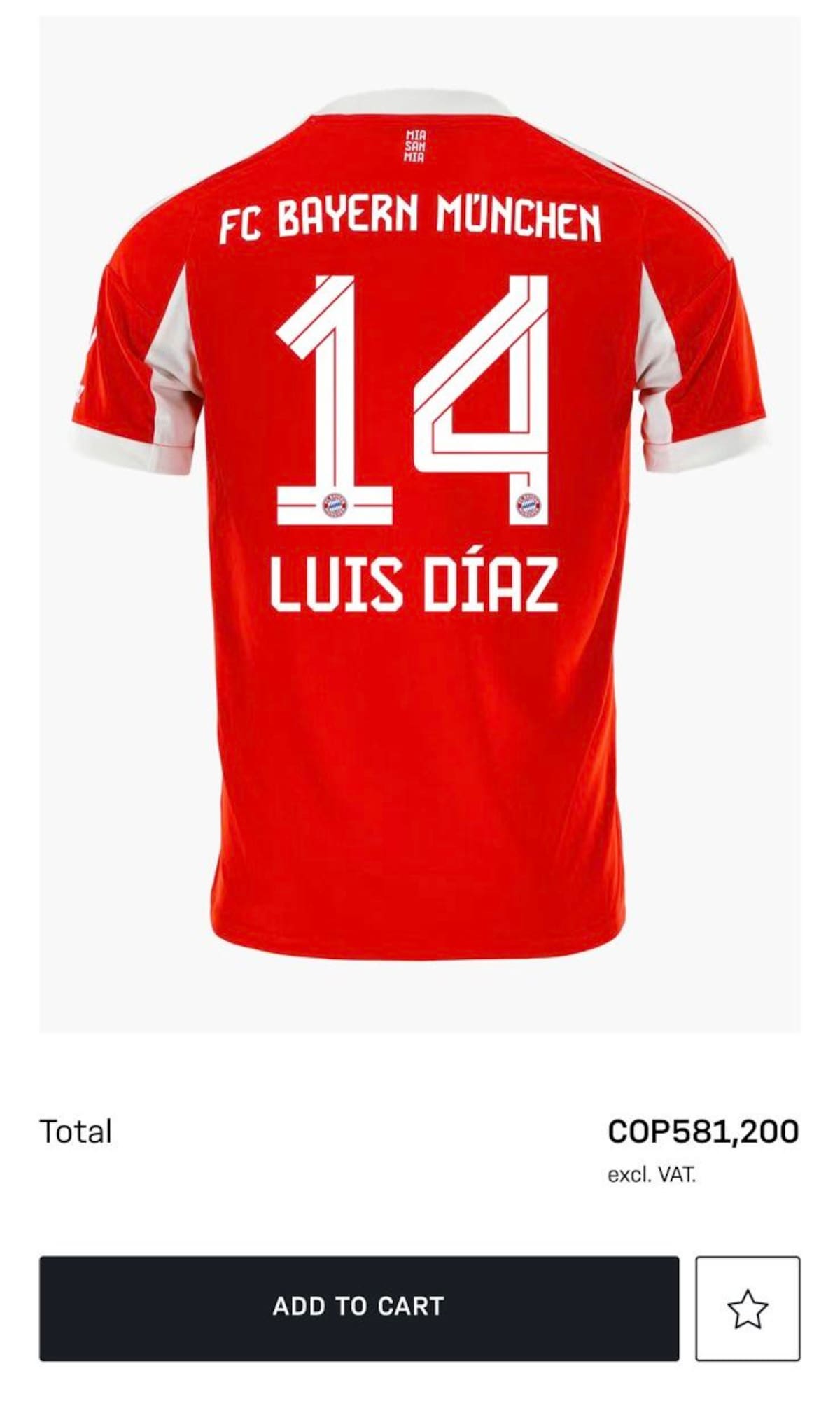 Camiseta de Luis Díaz con el Bayern Múnich. //Bayern Múnich