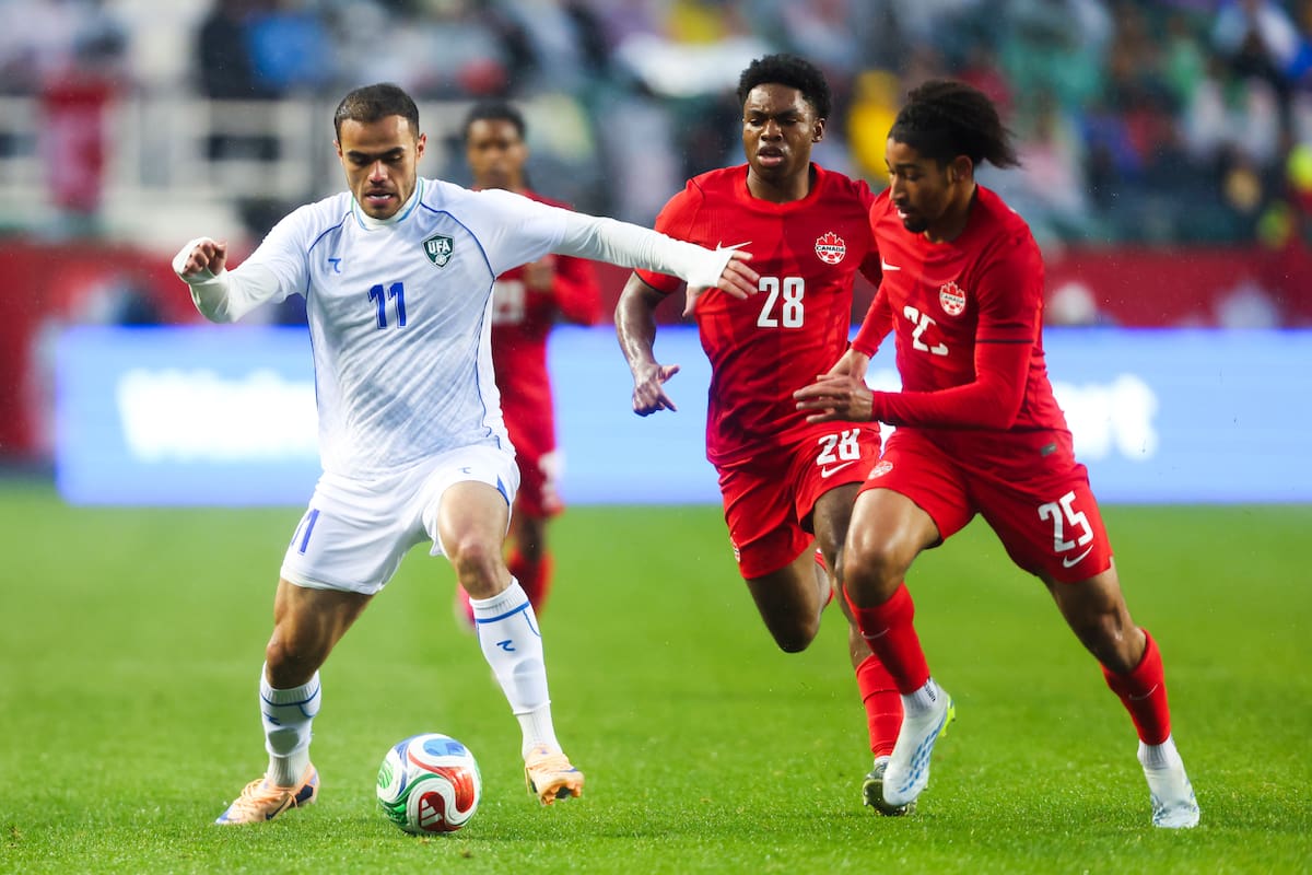 Canadá derrotó a Uzbekistán en un amistoso previo al Mundial de 2026. //Foto, AP: Codie McLachlan/The Canadian Press