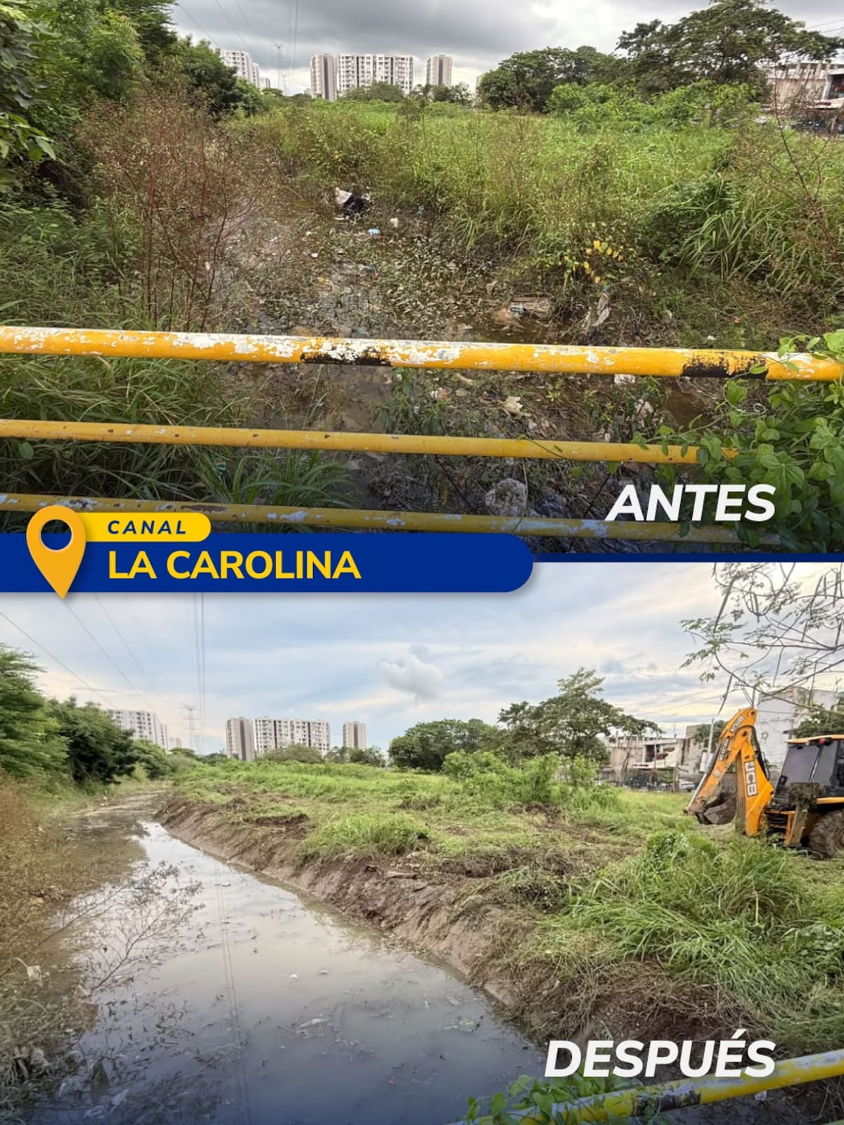 Canal Calicanto Nuevo, en los sectores de La Carolina y Ciudad Jardín. // Foto: cortesía de la Alcaldía de Cartagena.