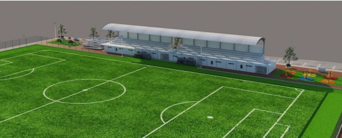 La Gobernación de Bolívar prevé que la construcción de la cancha de futbol en Pinillos sea de seis meses, mientras que en Rio Viejo se ejecute en 12 meses. // Foto: Gobernación de Bolívar.