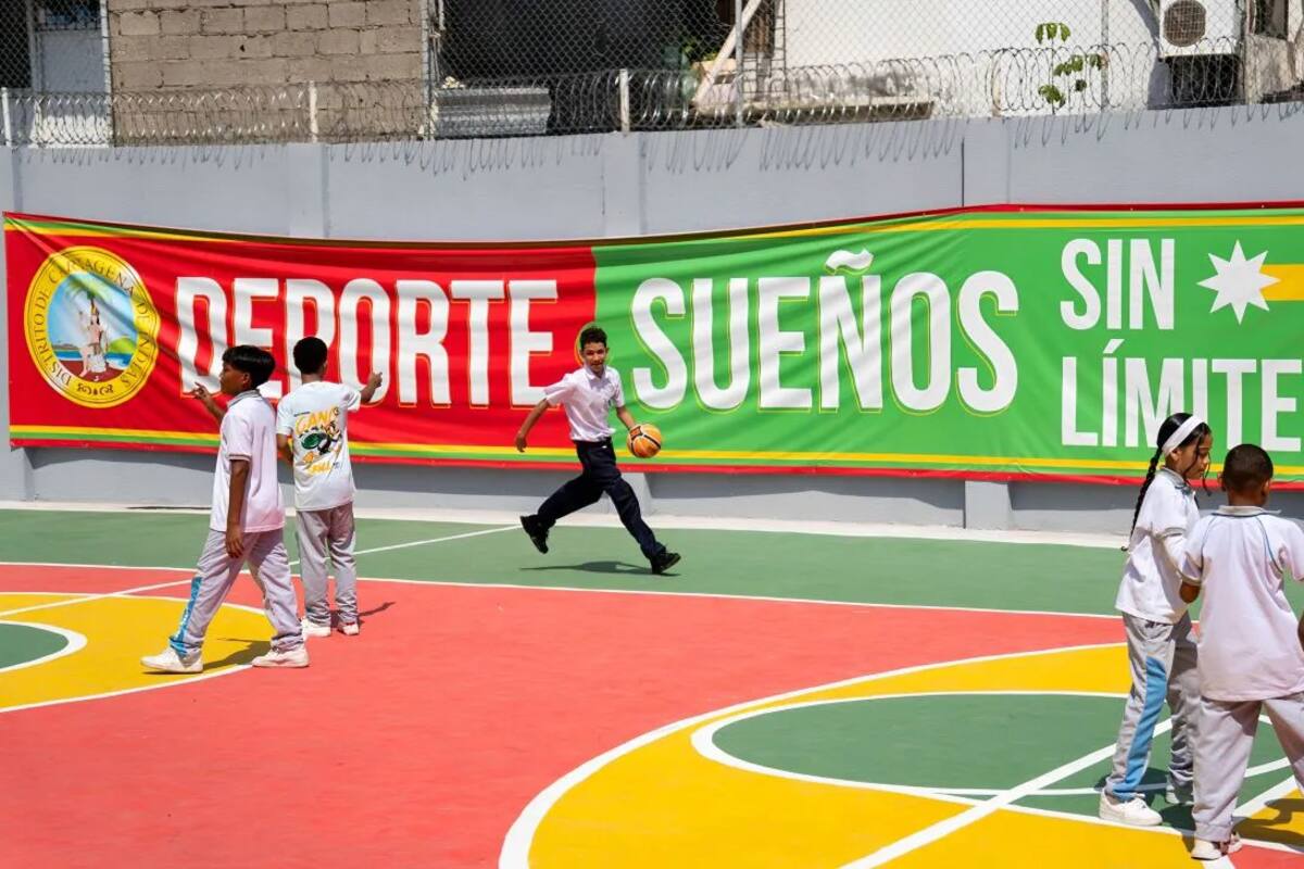En fotos: así es la nueva cancha múltiple de la I.E Santa María, en Cartagena