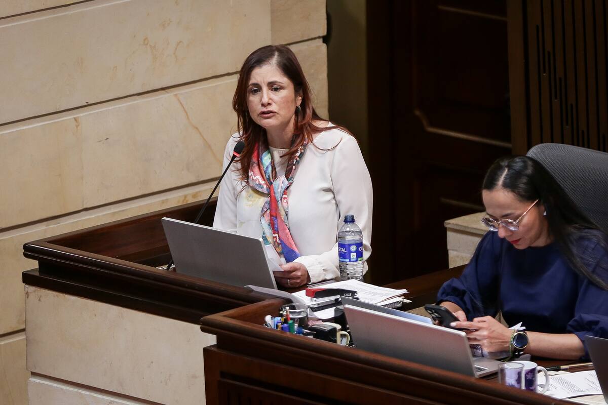 Bogotá. Agosto 15 de 2024.Las candidatas Lucy Arias, Iris Marín y Jomary Ortegón presentaron sus propuestas ante la Plenaria de la Cámara de Representantes, donde expusieron sus planes y objetivos para ocupar el cargo de Defensor del Pueblo en el período 2024-2028.En la foto Iris Marín. (Colprensa - Catalina Olaya )