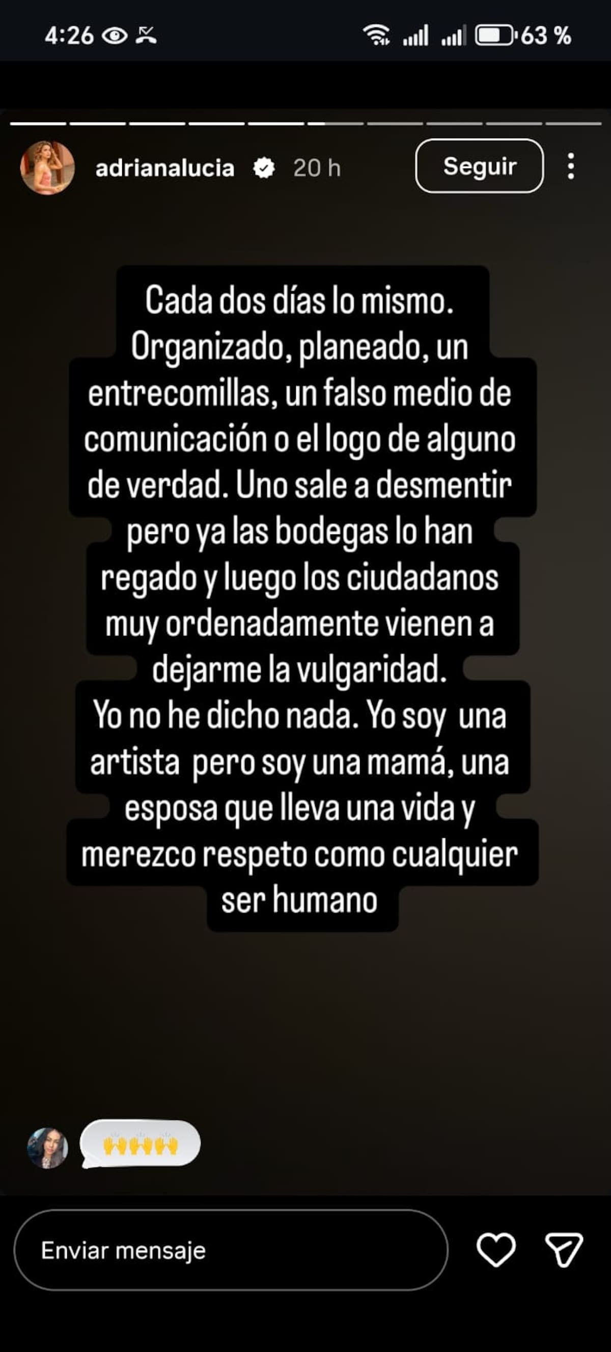 Captura de historias de Adriana Lucía