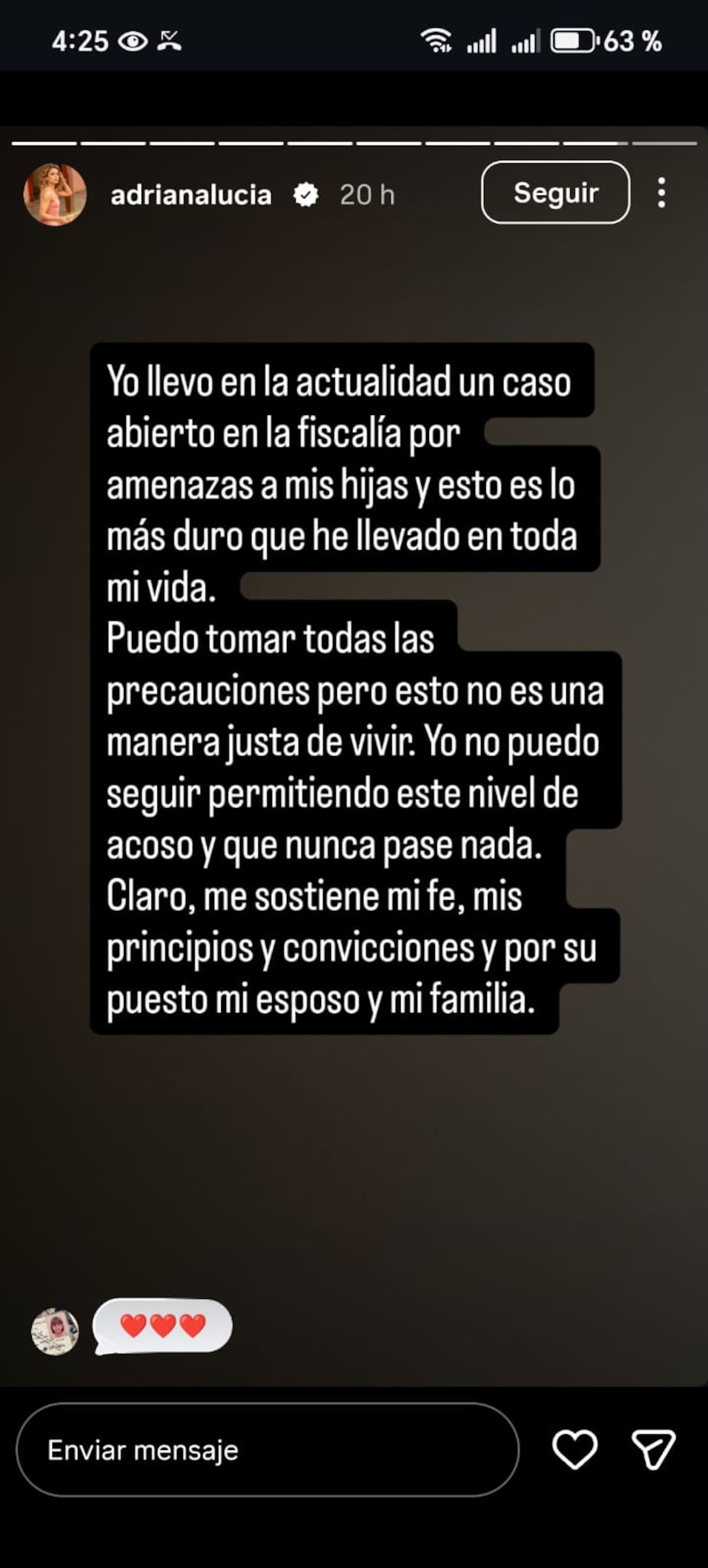 Captura de historias de Adriana Lucía