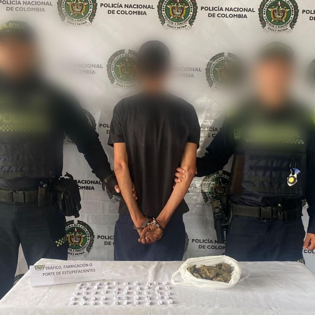Capturado con marihuana en Villanueva - Bolívar. // Foto: Policía de Bolívar