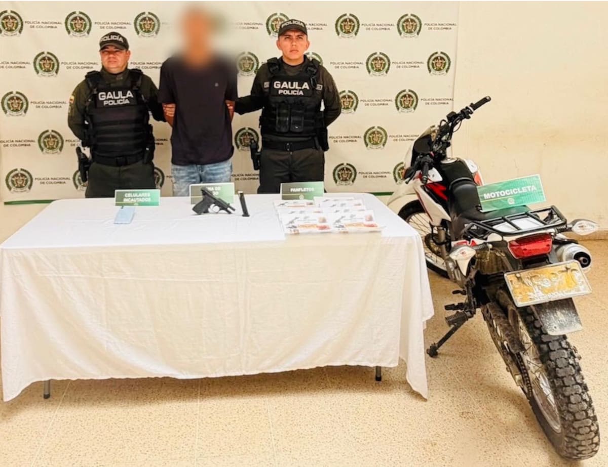 Este sujeto fue capturado en el municipio de Santo Tomás y está señalado de pertenecer a ‘Los Costeños’.//Cortesía Policía Atlántico.