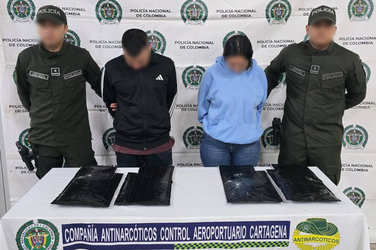 Policía capturó a pareja con droga en el Aeropuerto Rafael Núñez: iba a viajar a España