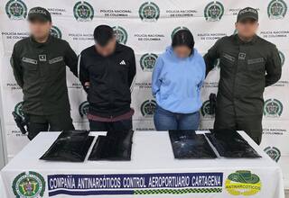 Policía capturó a pareja con droga en el Aeropuerto Rafael Núñez: iba a viajar a España