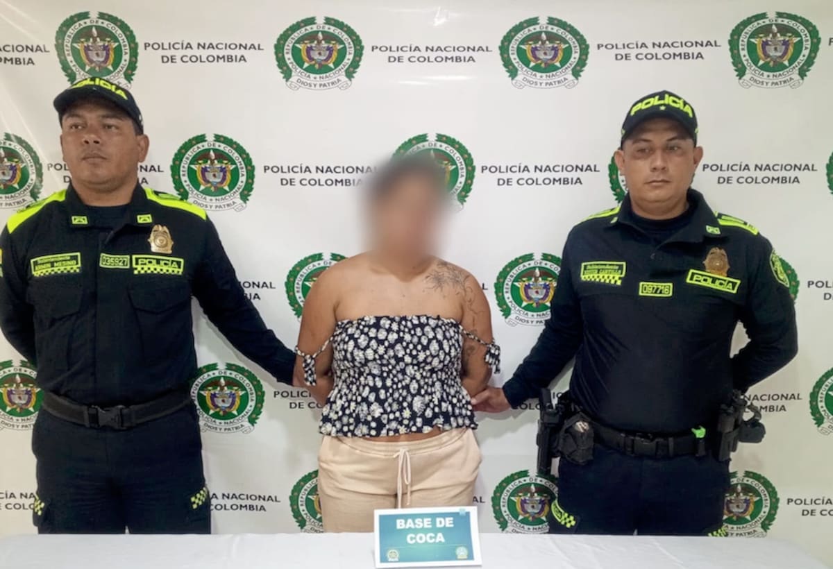 En el corregimiento de Pital de Megua fue capturada una mujer con 50 dosis de base de coca.//Cortesía Policía Atlántico.