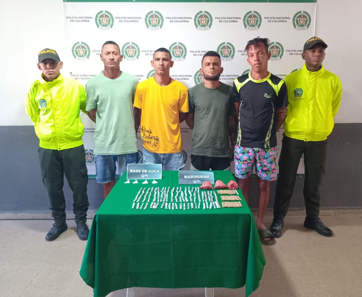 El Departamento de Policía Atlántico, reportó la captura de varais personas por tráfico de estupefacientes en el municipio de Sabanalarga//Cortesía.