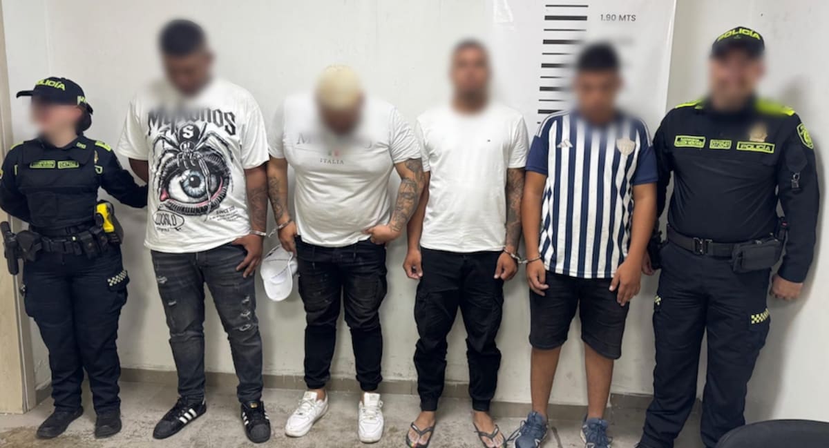 Los cuatro presuntos delincuentes capturados fueron puestos a órdenes de la autoridad competente.//Cortesía Policía Mebar.