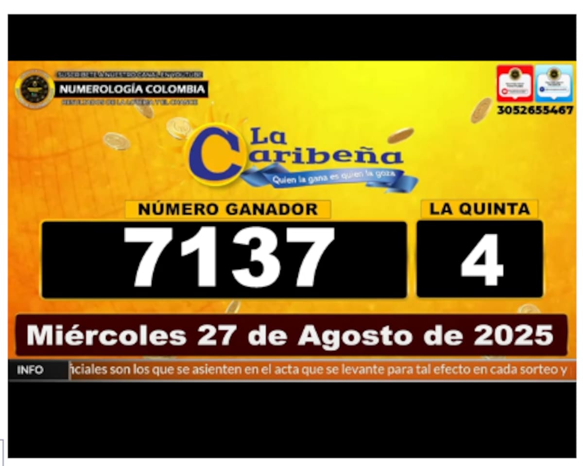Resultados de la Caribeña Noche del 27 de agosto de 2025.