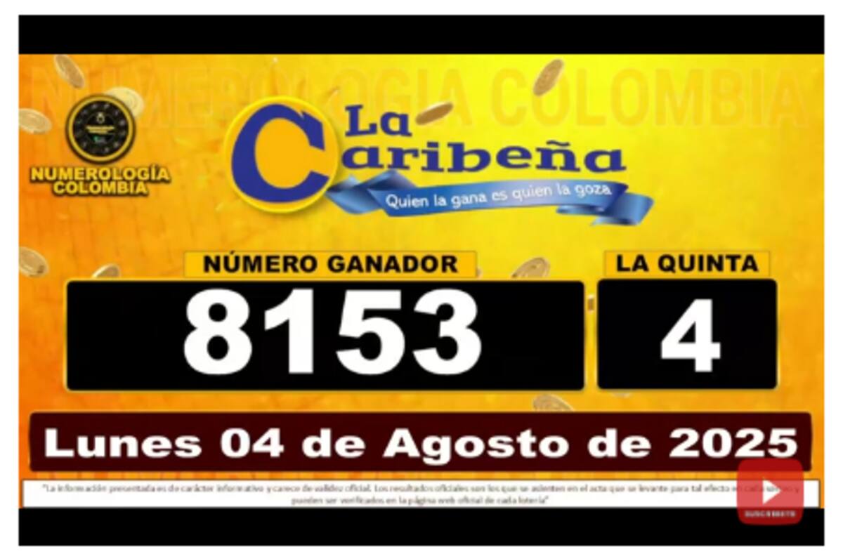 Resultado del sorteo La Caribeña Noche del 4 de agosto de 2025.
