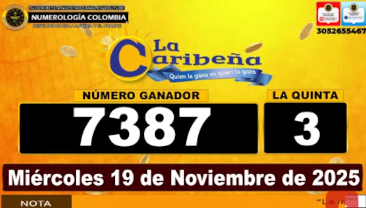 Resultado del sorteo La Caribeña Noche del 19 de noviembre de 2025.