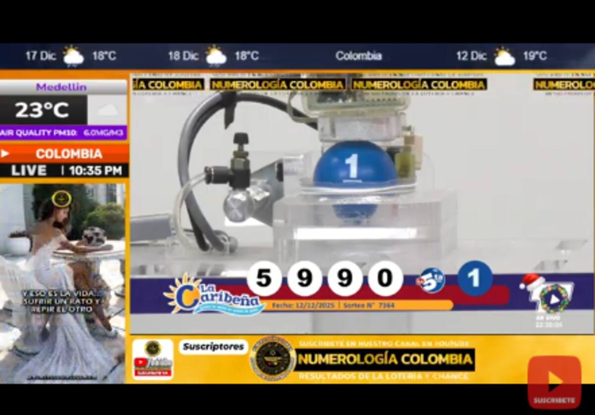 Resultado del sorteo La Caribeña Noche del 12 de diciembre de 2025.