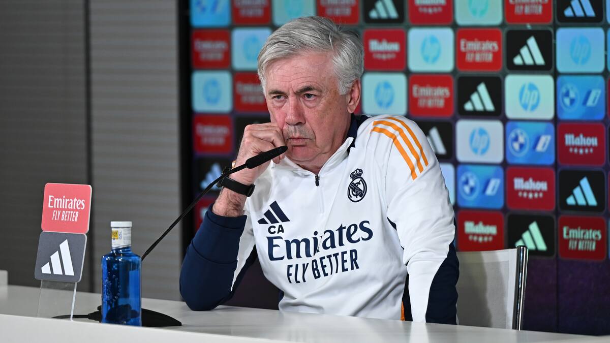 El entrenador del Real Madrid, Carlo Ancelotti durante la rueda de prensa. //EFE
