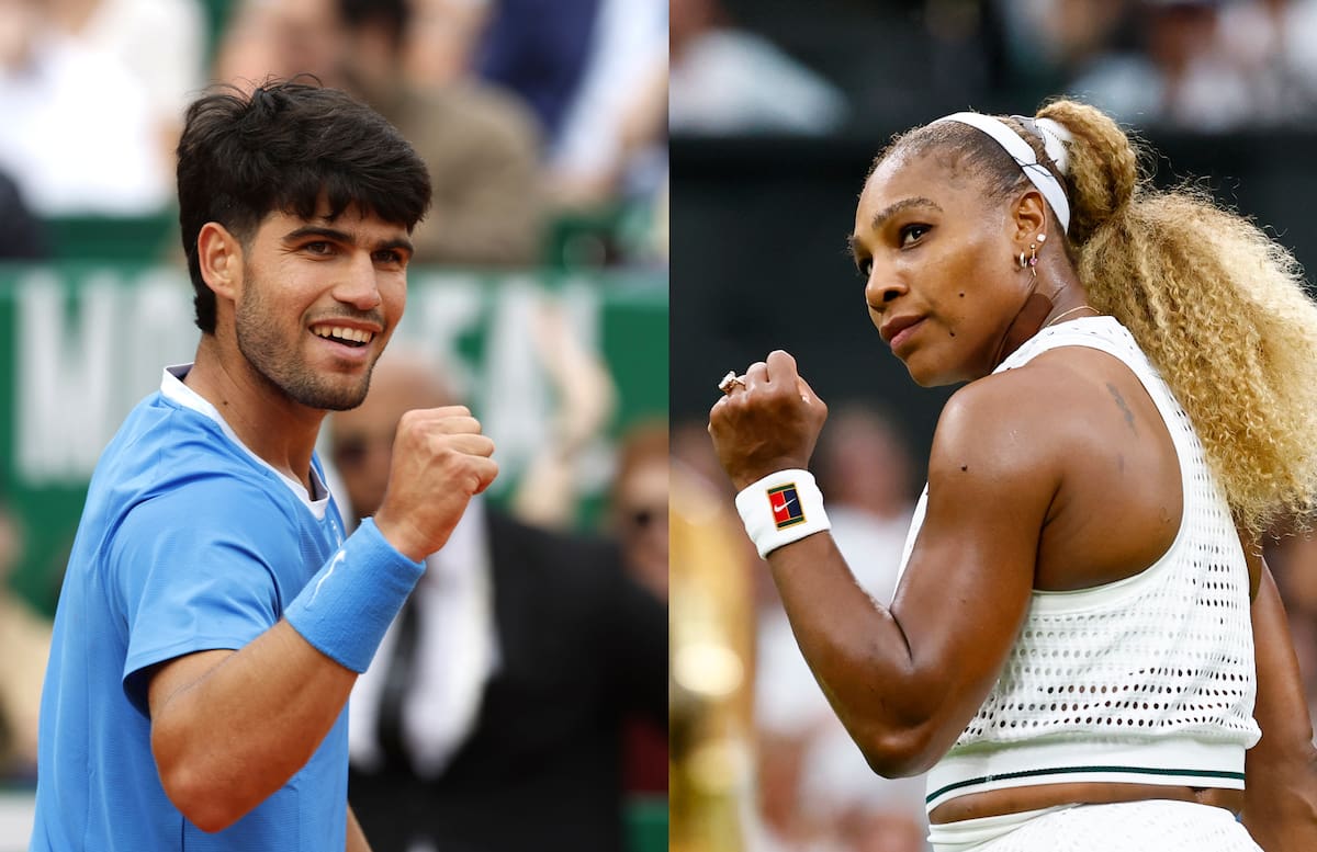 El tenista español Carlos Alcaraz y a la tenista estadounidense Serena Williams. //Fotos, EFE: Sebastien Nogier - Tolga Akmen