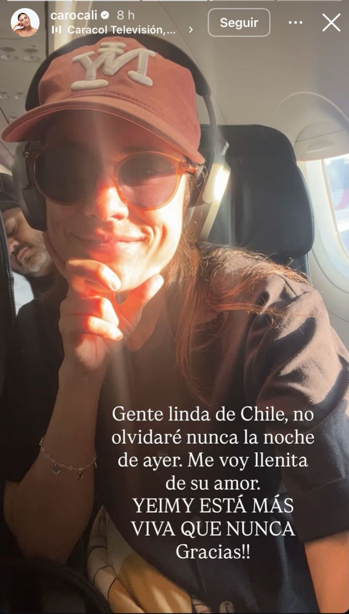 Carolina compartió un mensaje después de su presentación en Chile.