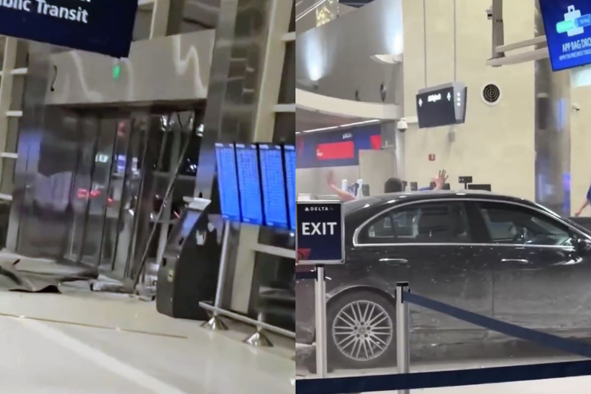 Automóvil ‘vuela’ y aterriza dentro aeropuerto en Estados Unidos