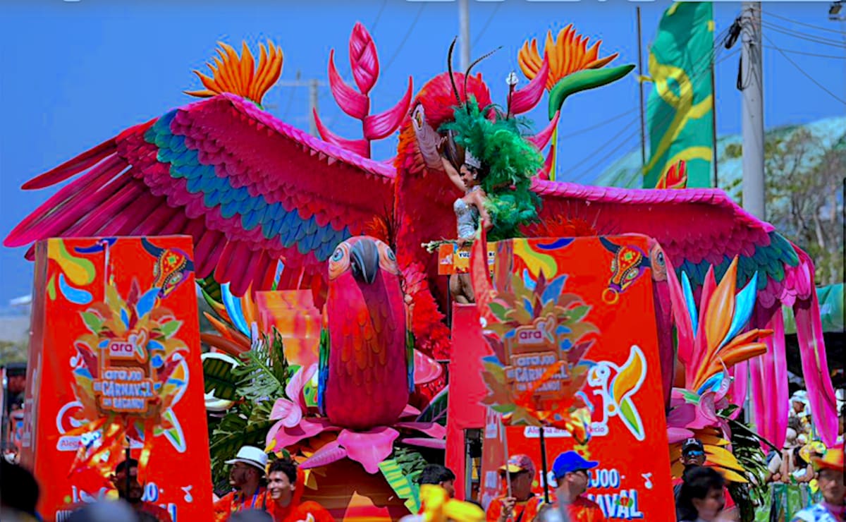 El tercer lugar lo obtuvo ‘Amanecer Caribe’, carroza en la que iba Yuliana Rodriguez, Reina Popular del año 2025.//Cortesía Carnaval de Barranquilla.
