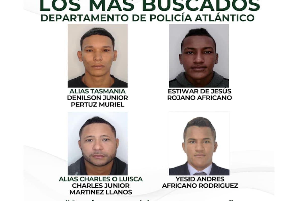 Aquí los rostros de los 4 presuntos delincuentes más buscados en el Atlántico