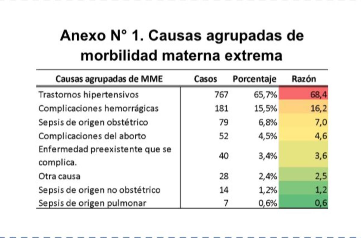 Causas agrupadas de Morbilidad Materna Extrema. // Foto: cortesía - Dadis
