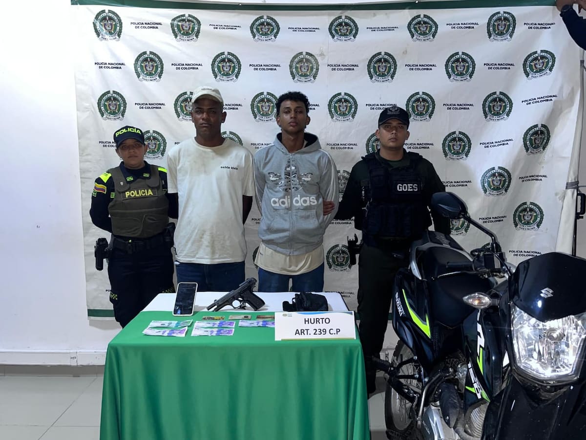 Cayeron alias ‘Moisés’ y ‘Alex’ por presunto atraco a un restaurante en Arjona - Bolívar. // Foto: Policía de Bolívar