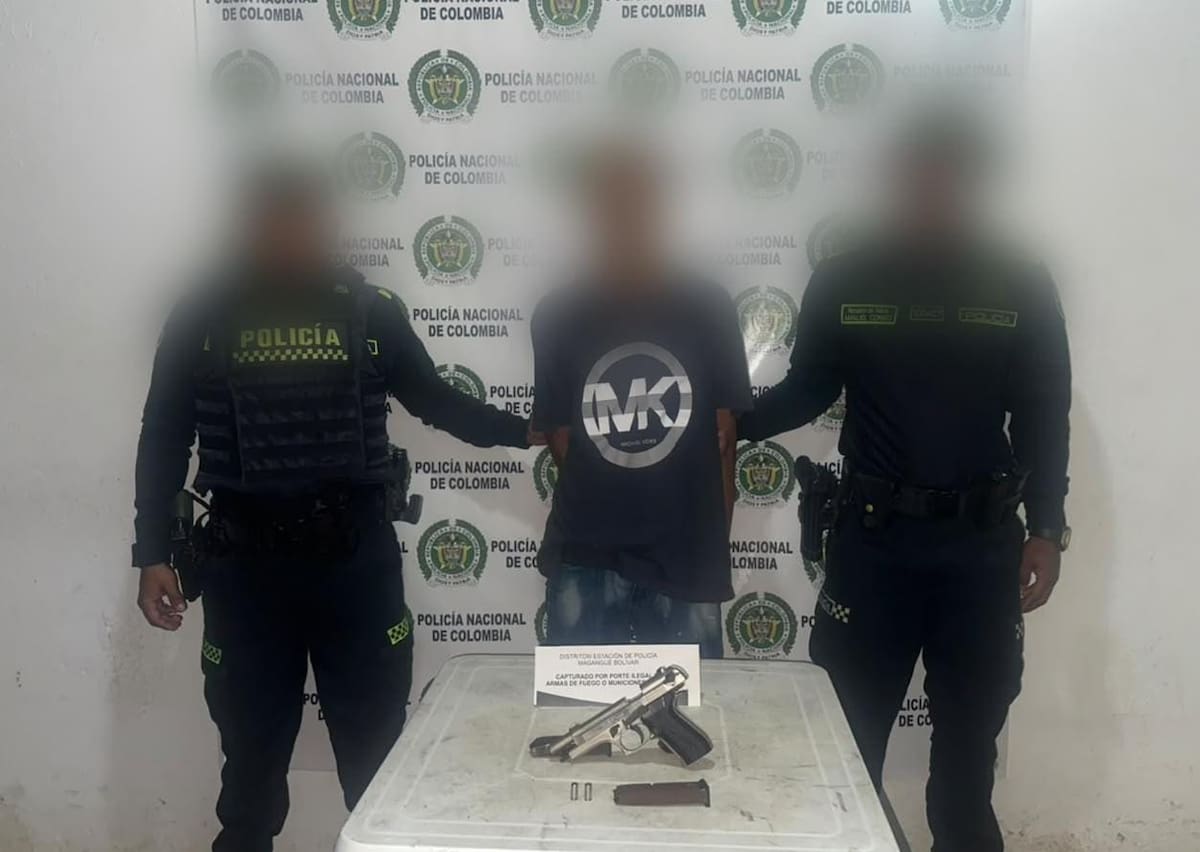 Cayó en Magangué con una pistola traumática que habría sido modificada. // Foto: Policía de Bolívar