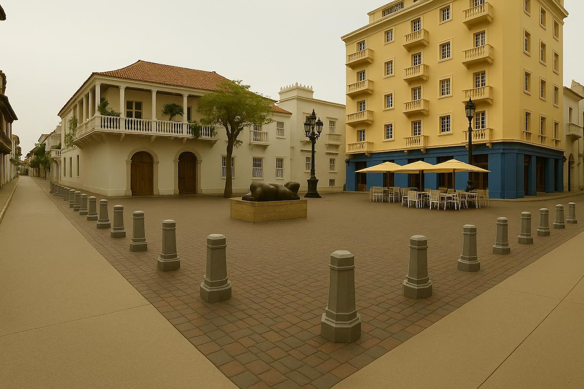 Además de la Plaza Santo Domingo, instalarán los bolardos en 14 plazas más. // Foto: Cortesía - Alcaldía de Cartagena.