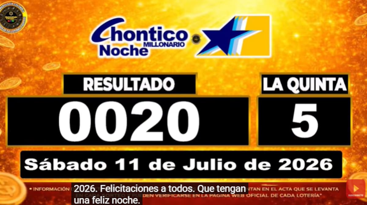 Chance Chontico Día del 11 de julio de 2026. // Foto: captura de pantalla del canal de YouTube @NumerologíaColombia.