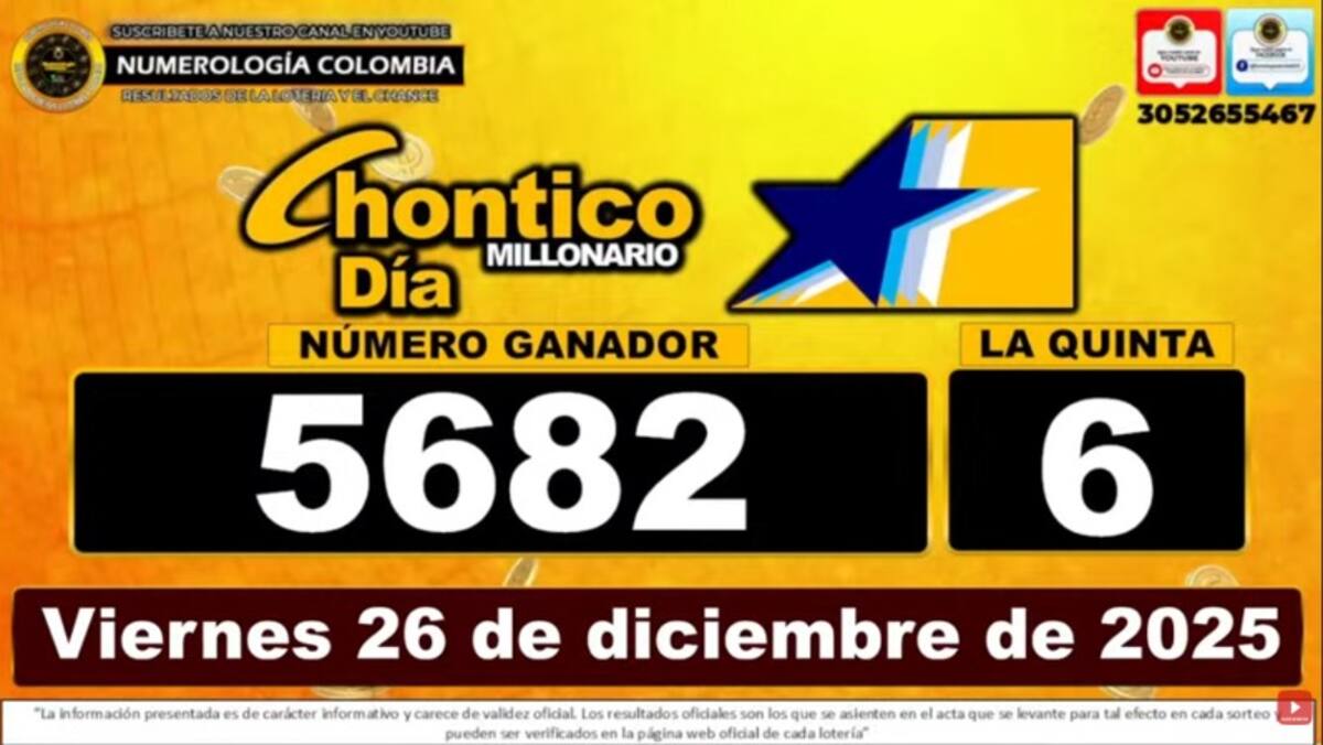 Chance Chontico Día del 26 de diciembre de 2025. // Foto: captura de pantalla