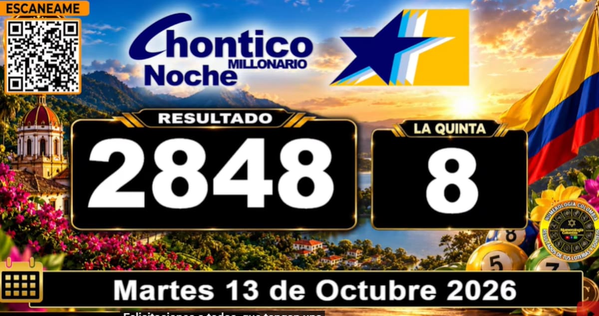 Chance Chontico Noche del 13 de octubre de 2026. // Foto: captura de pantalla del canal de YouTube @NumerologíaColombia.