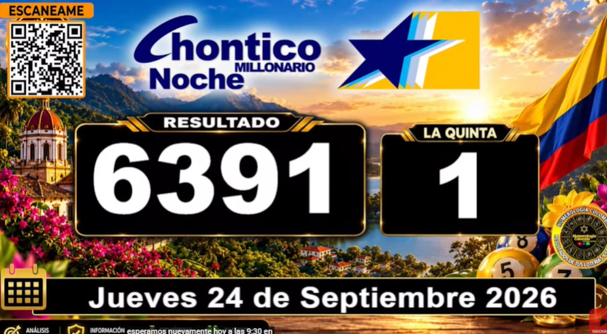 Chance Chontico Noche del 24 de septiembre de 2026. // Foto: captura de pantalla del canal de YouTube @NumerologíaColombia.