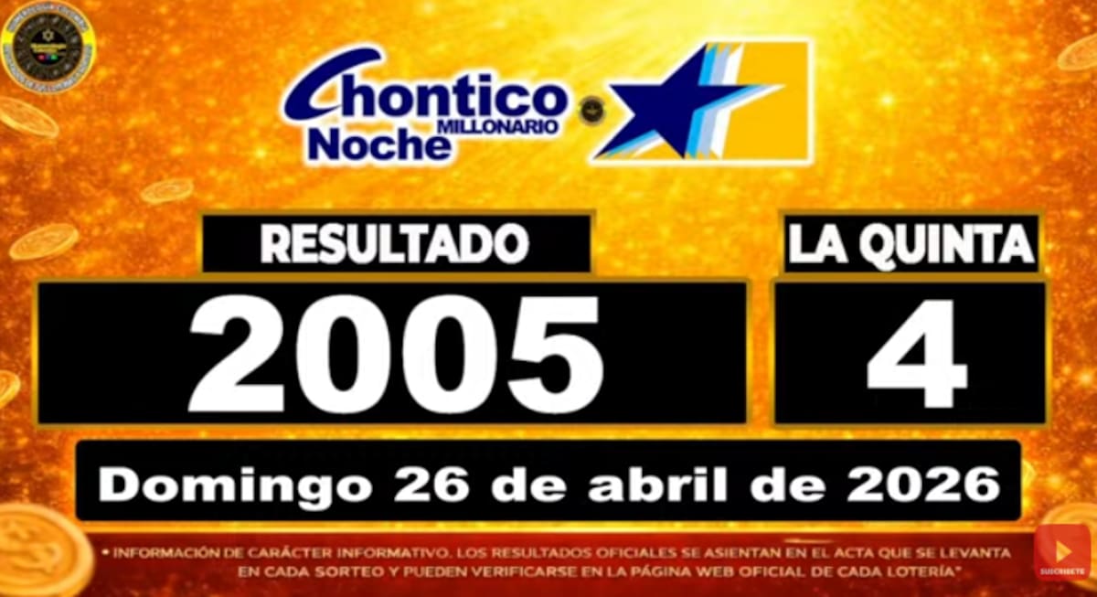 Chance Chontico Noche del 26 de abril de 2026. // Foto: captura de pantalla