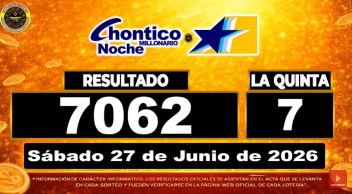 Chance Chontico Noche del 27 de junio de 2026. // Foto: captura de pantalla