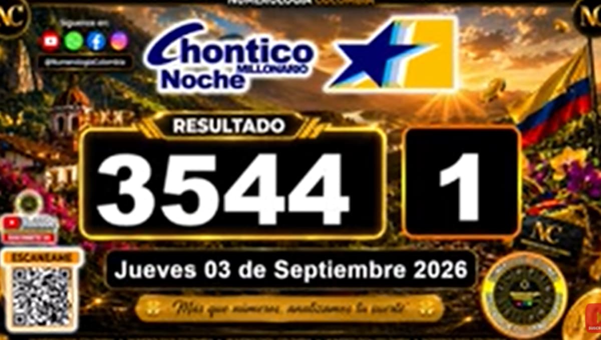 Chance Chontico Noche del 3 de septiembre de 2026. // Foto: captura de pantalla del canal de YouTube @NumerologíaColombia.