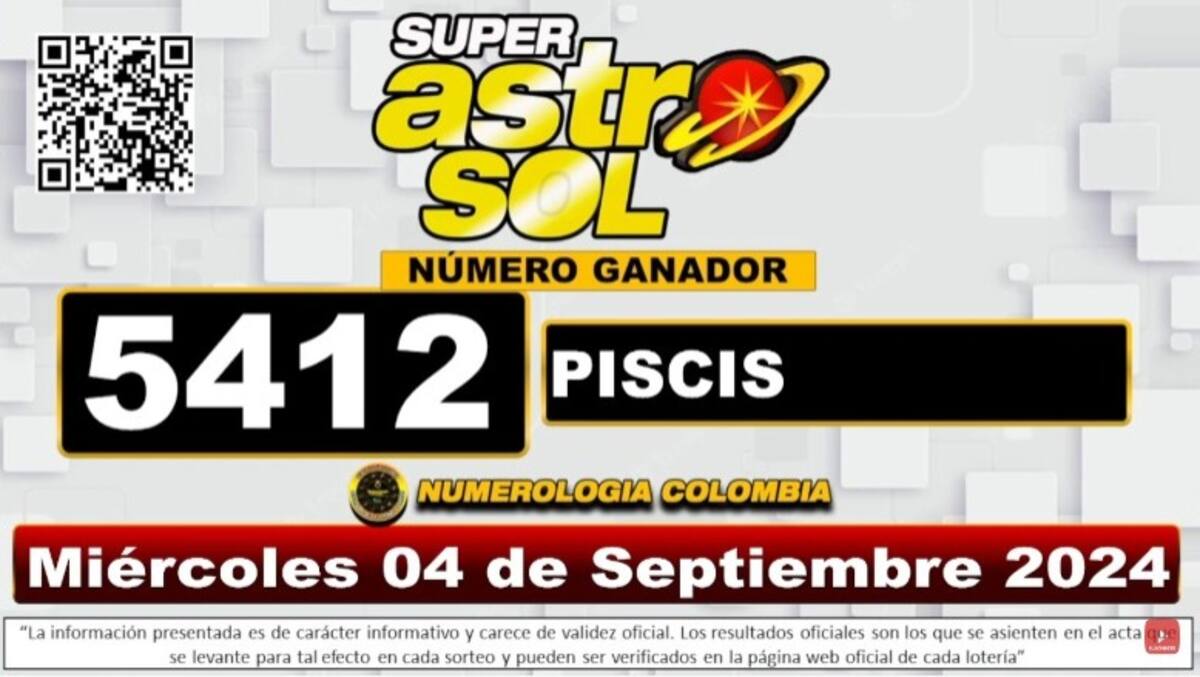 Resultado del Sorteo del chance Super Astrol Sol 4 de septiembre.