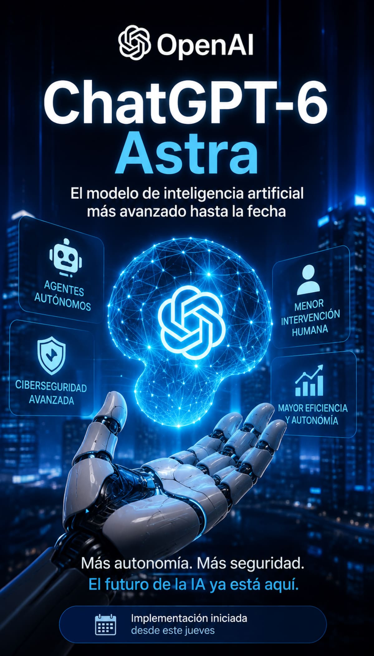 ChatGPT-6 Astra, el nuevo modelo de OpenAI. // Foto: ilustración realizada con ayuda de una herramienta de inteligencia artificial (ChatGPT).