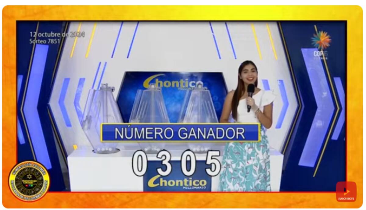 Resultado del sorteo Chontico Día 12 de octubre de 2024.
