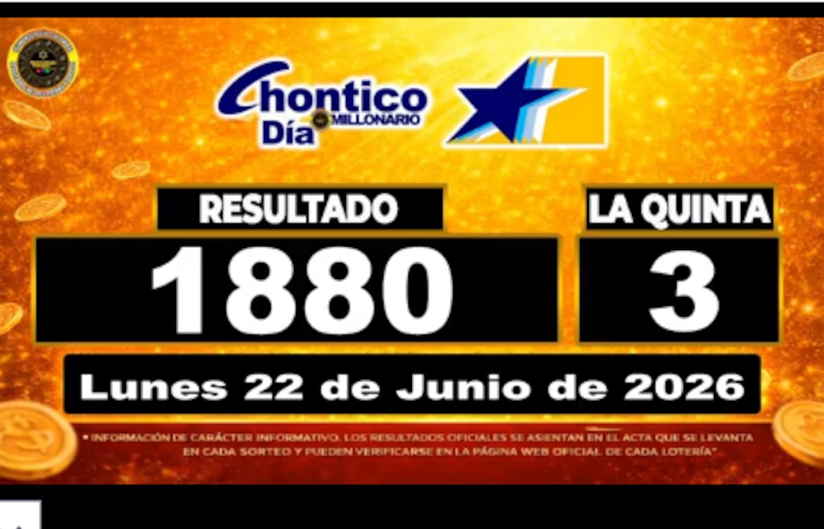 Resultado del Chontico Día del 22 de junio de 2026. // Foto: captura de pantalla de Youtube @NumerologíaColombia.