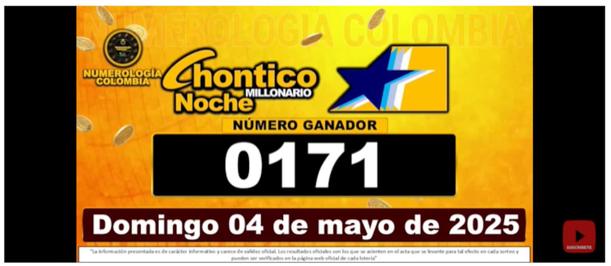 Resultado del sorteo Chontico Noche del 4 de mayo de 2025.