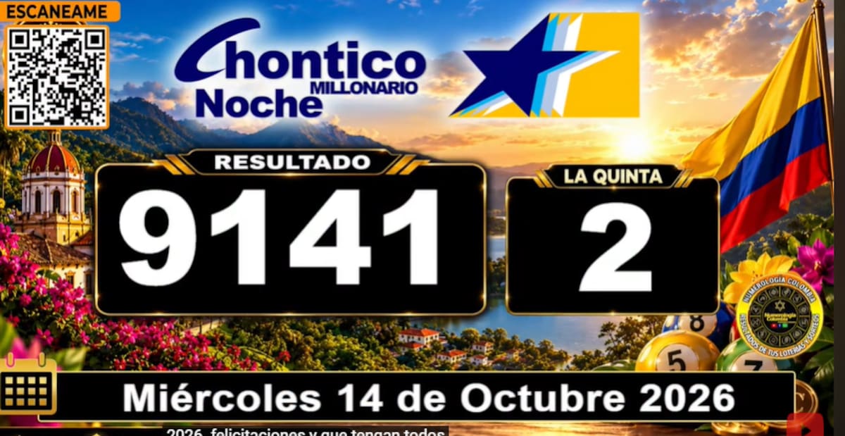Chontico Noche del 14 de octubre de 2026. // Foto: captura de pantalla del canal de YouTube @NumerologíaColombia.