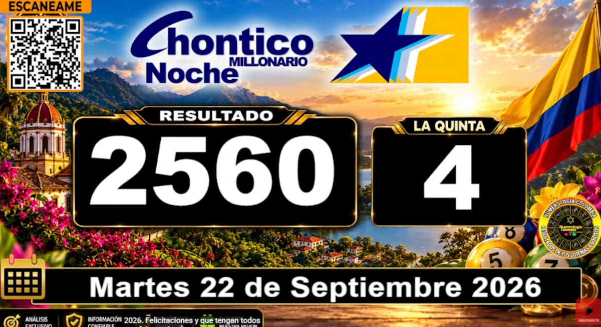 Chontico Noche del 22 de septiembre de 2026. // Foto: captura de pantalla del canal de YouTube @NumerologíaColombia.