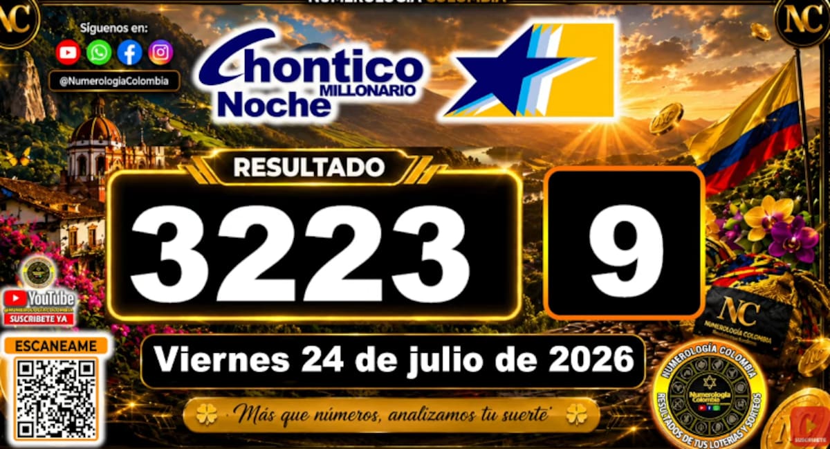 Chontico Noche del 24 de julio de 2026. // Foto: captura de pantalla del canal de YouTube @NumerologíaColombia.