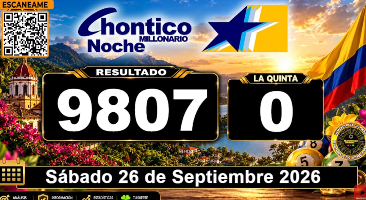 Chontico Noche del 26 de septiembre de 2026. // Foto: captura de pantalla del canal de YouTube @NumerologíaColombia.