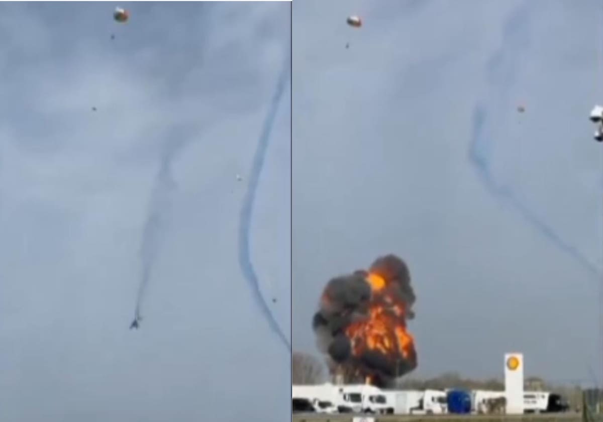 Fuerte choque de dos aviones en Francia, dejó tres personas heridas. // Captura de video.