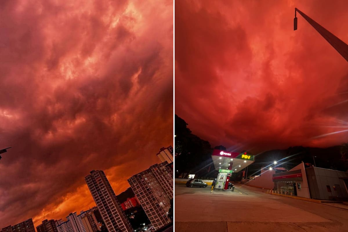 Cielo rojizo en Venezuela. // Foto: tomada de X @RobertLobo_